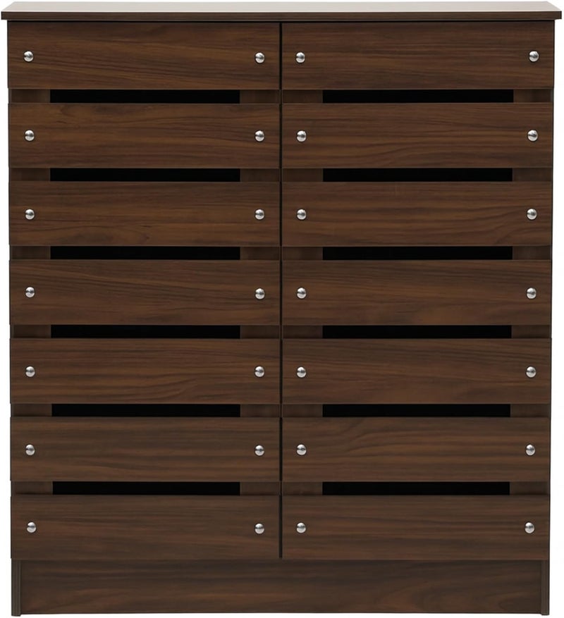 Multi Home Furniture رف أحذية خشبي من البلوط - منظم أحذية ذو بابين مع غطاء مضاد للغبار - Image 1